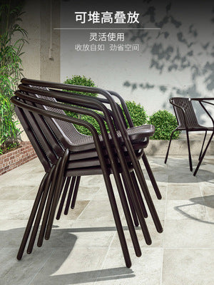 Purple Leaf Outdoor Leisure Table And Chair Combination Courtyard Rattan Chair Outdoor Rectangular Table Outdoor Terrace Chair Garden Table And Chair