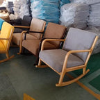 Nordic Rocking Chair Adult Nap Balcony Leisure Chair Solid Wood Lazy Recliner Living Room Household Leisure Sofa Rocking Chair