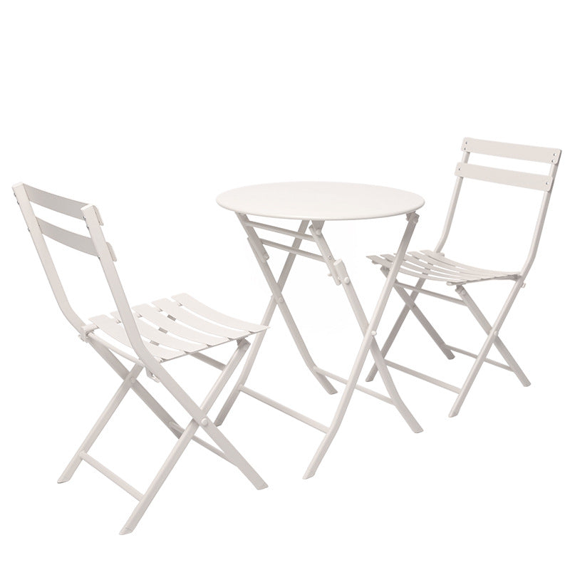 Minimlist Outdoor Folding Iron Chairs and Table Set