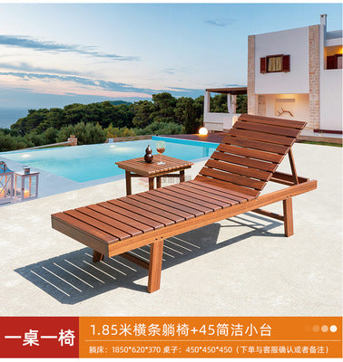 Outdoor Teak Furniture Outdoor Villa Garden Solid Wood Bed Lounge Chair Courtyard Lounge Chair Outdoor Tables And Chairs