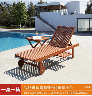 Outdoor Teak Furniture Outdoor Villa Garden Solid Wood Bed Lounge Chair Courtyard Lounge Chair Outdoor Tables And Chairs