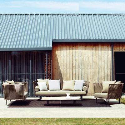 Nordic Outdoor SOFA DOUBLE Outdoor Courtyard Rattan Sofa Outdoor Garden Leisure Corner Sofa Tea Table Combination