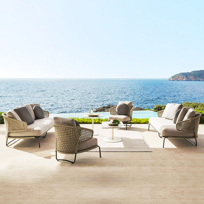 Outdoor Nordic Rattan Sofa Combination Leisure Courtyard Balcony Villa Living Room Rattan Chair Three Person Sofa