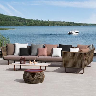 Nordic Outdoor SOFA DOUBLE Outdoor Courtyard Rattan Sofa Outdoor Garden Leisure Corner Sofa Tea Table Combination