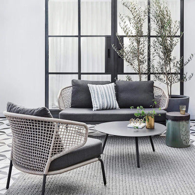 Outdoor Nordic Rattan Sofa Combination Leisure Courtyard Balcony Villa Living Room Rattan Chair Three Person Sofa