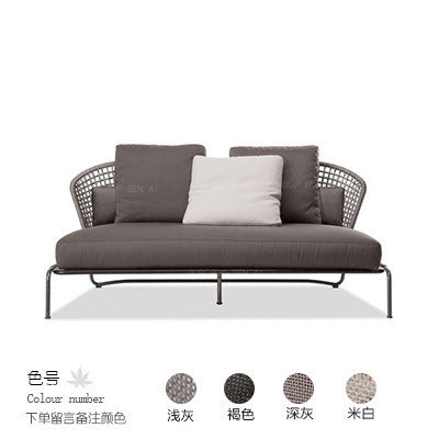 Outdoor Nordic Rattan Sofa Combination Leisure Courtyard Balcony Villa Living Room Rattan Chair Three Person Sofa