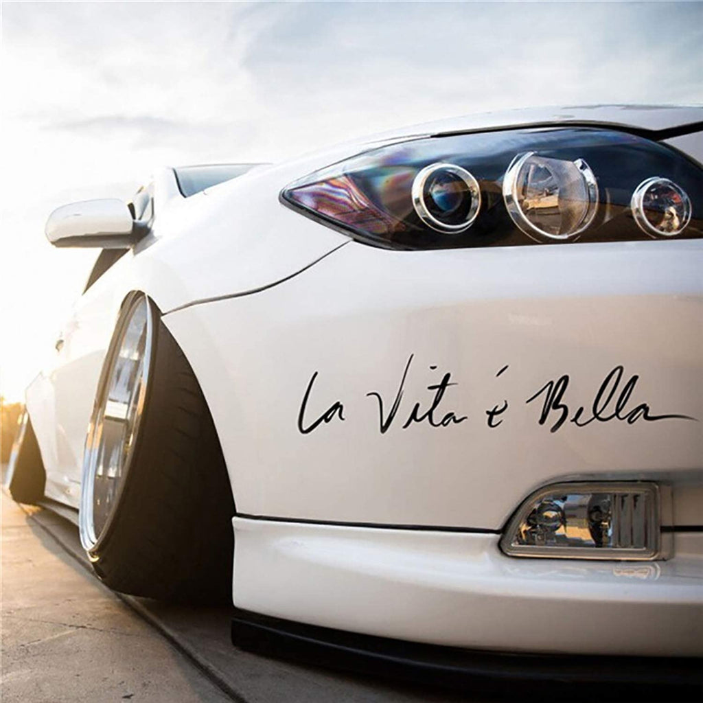 15.7 inch Black La Vita e Bella Reflective Car Sticker