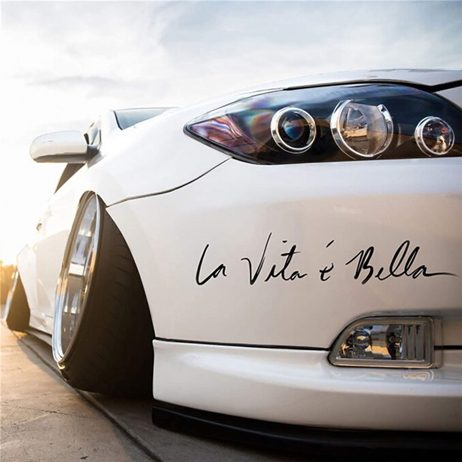 15.7 inch Black La Vita e Bella Reflective Car Sticker