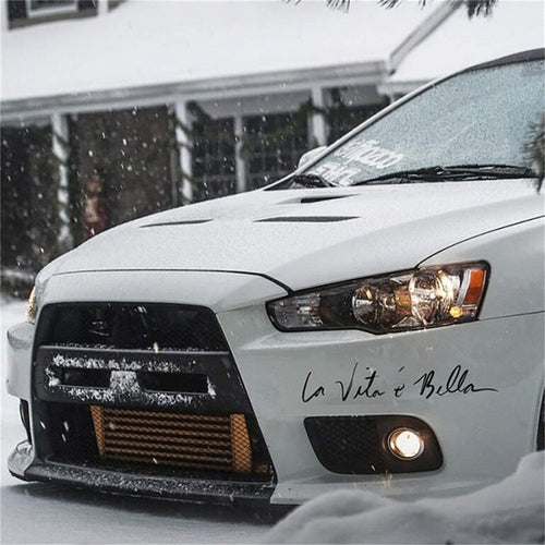 15.7 inch White La Vita e Bella Reflective Car Sticker