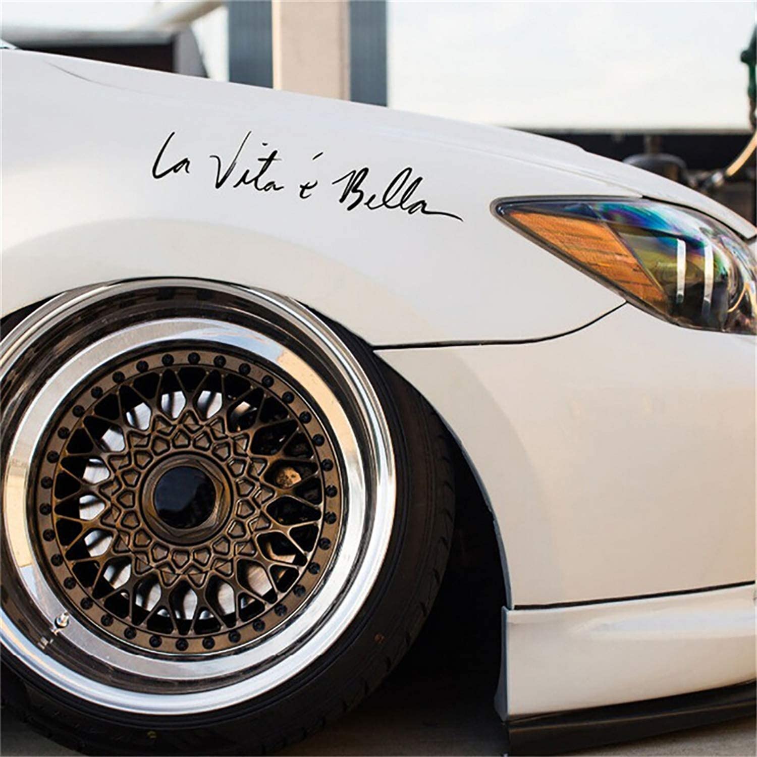 15.7 inch Black La Vita e Bella Reflective Car Sticker