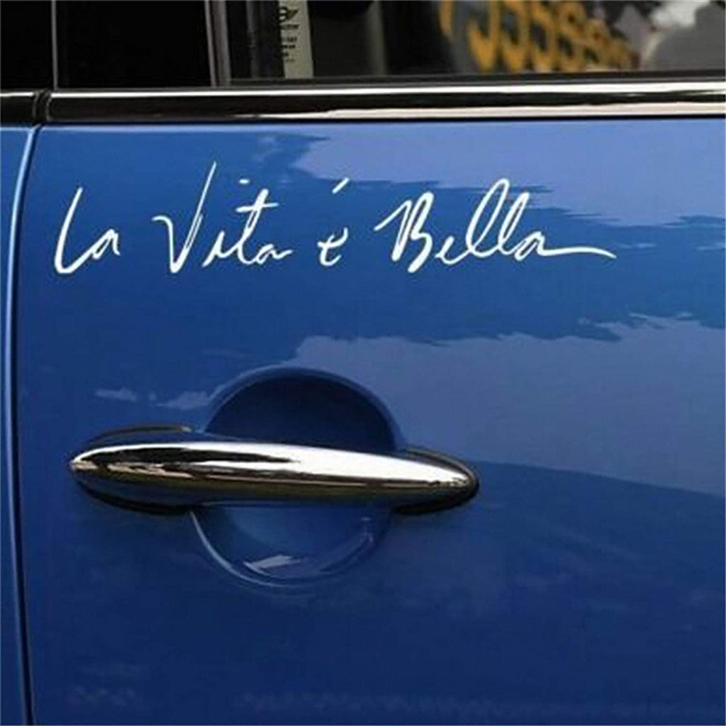 15.7 inch White La Vita e Bella Reflective Car Sticker
