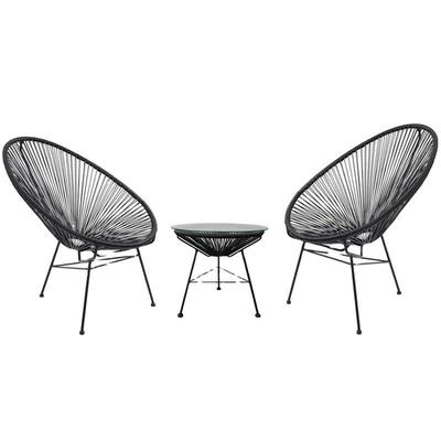 Nordic Outdoor Rattan Chair Three Piece Set Outdoor Balcony Leisure Iron Rattan Chair Tea Table Combination