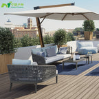 Outdoor Sofa Courtyard Terrace Balcony Three People Leisure Living Room Combination Rattan Art Outdoor Rattan Chair Rattan Sofa