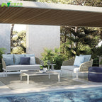 Outdoor Sofa Courtyard Terrace Balcony Three People Leisure Living Room Combination Rattan Art Outdoor Rattan Chair Rattan Sofa