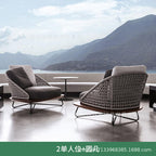 High Quality Designer Rattan Art Sofa Model Room Sales Department Hotel Terrace Outdoor Sofa