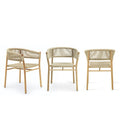 Nordic Outdoor Teak Rope Woven Back Chair Leisure Table And Chair Combination Hand Woven Rope Home Stay Single Chair Hotel Furniture