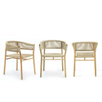 Nordic Outdoor Teak Rope Woven Back Chair Leisure Table And Chair Combination Hand Woven Rope Home Stay Single Chair Hotel Furniture