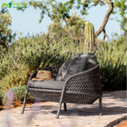 Outdoor Rattan Chair Sofa Combination Terrace Balcony Courtyard Hotel Sunshine Room Rattan Weaving Art Leisure Chair Outdoor Sofa Chair