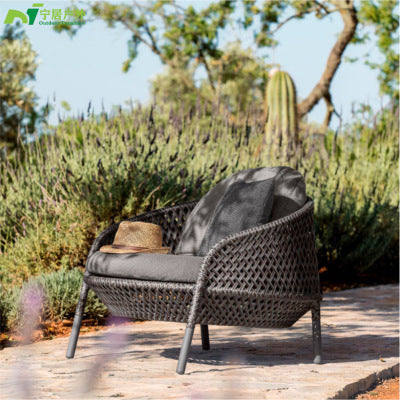 Outdoor Rattan Chair Sofa Combination Terrace Balcony Courtyard Hotel Sunshine Room Rattan Weaving Art Leisure Chair Outdoor Sofa Chair