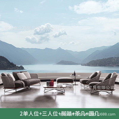 High Quality Designer Rattan Art Sofa Model Room Sales Department Hotel Terrace Outdoor Sofa