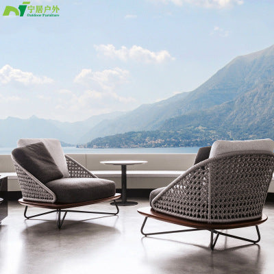 Nordic Outdoor Sofa Small Tea Table Combination Balcony Rattan Chair Table Chair Three Piece Set Courtyard Leisure Living Room Rattan Weaving