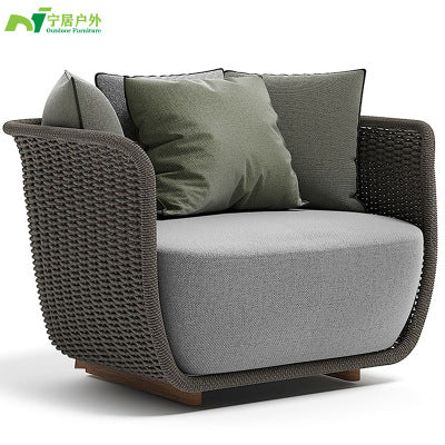 Nordic Outdoor Courtyard Garden Outdoor Sofa Tea Table Combination Sunshine Room Model Room Living Room Hotel Rattan Sofa