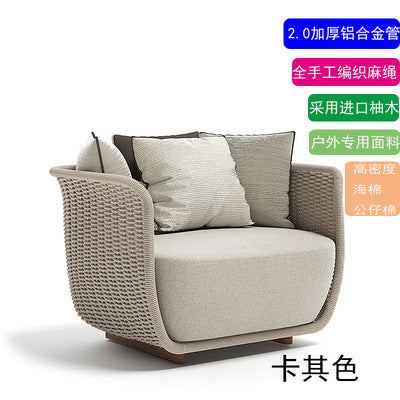 Nordic Outdoor Courtyard Garden Outdoor Sofa Tea Table Combination Sunshine Room Model Room Living Room Hotel Rattan Sofa
