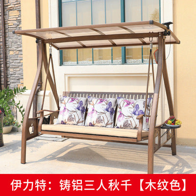 Swing Outdoor Courtyard Garden Balcony Household Hanging Chair Outdoor Iron Three Double Rocking Chair Cast Aluminum Swing