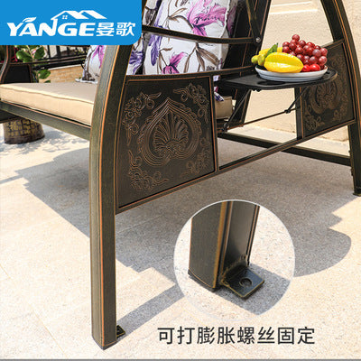 Swing Outdoor Courtyard Garden Balcony Household Hanging Chair Outdoor Iron Three Double Rocking Chair Cast Aluminum Swing