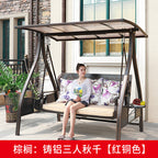 Swing Outdoor Courtyard Garden Balcony Household Hanging Chair Outdoor Iron Three Double Rocking Chair Cast Aluminum Swing