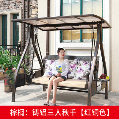 Swing Outdoor Courtyard Garden Balcony Household Hanging Chair Outdoor Iron Three Double Rocking Chair Cast Aluminum Swing