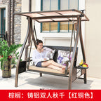 Swing Outdoor Courtyard Garden Balcony Household Hanging Chair Outdoor Iron Three Double Rocking Chair Cast Aluminum Swing