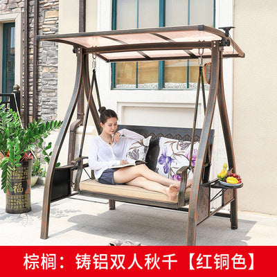 Swing Outdoor Courtyard Garden Balcony Household Hanging Chair Outdoor Iron Three Double Rocking Chair Cast Aluminum Swing