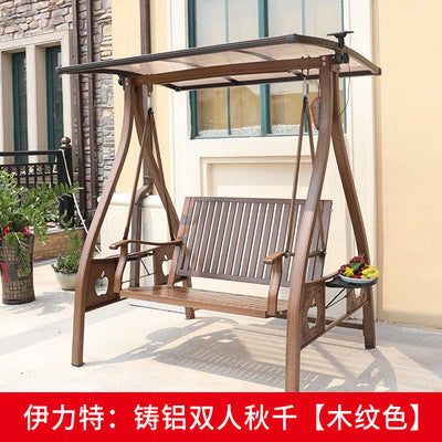 Swing Outdoor Courtyard Garden Balcony Household Hanging Chair Outdoor Iron Three Double Rocking Chair Cast Aluminum Swing