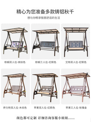 Swing Outdoor Courtyard Garden Balcony Household Hanging Chair Outdoor Iron Three Double Rocking Chair Cast Aluminum Swing