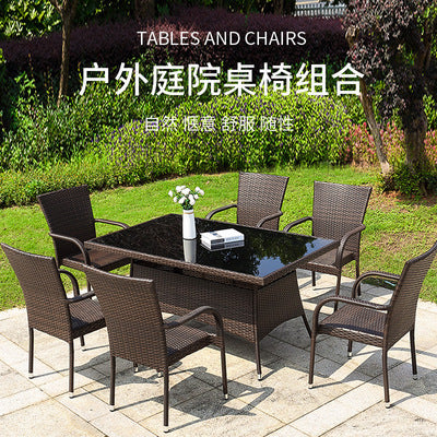 Rattan Chair Combination Outdoor Leisure Courtyard Rattan Table And Chair Tea Table Combination Outdoor Balcony Table And Chair Outdoor Rattan Table And Chair