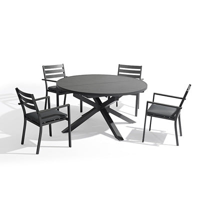 Outdoor Balcony Outdoor Tables And Chairs Courtyard Leisure All Aluminum Stretch Dining Table Combination Outdoor Sunscreen Antirust Tables And Chairs
