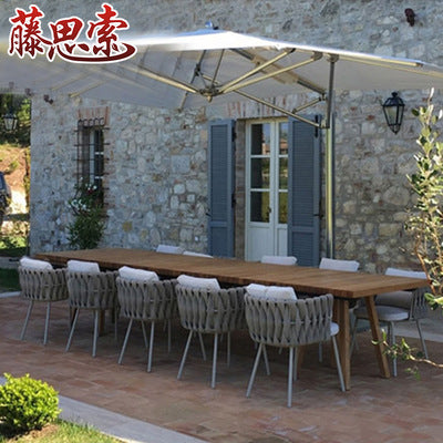 Modern Nordic Simple Outdoor Tables And Chairs Garden Courtyard Balcony Rattan Tables And Chairs Overhead Floor Outdoor Rattan Chairs