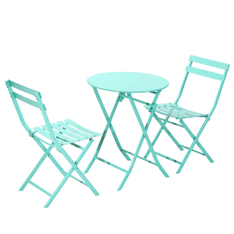 Minimlist Outdoor Folding Iron Chairs and Table Set