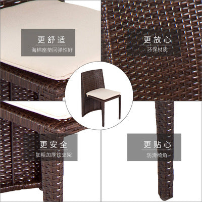 Outdoor Nordic Simple Balcony Outdoor Tables Chairs And Rattan Chairs Three Piece Set Of Environmental Protection PE Rattan Combination Tables And Chairs Save More Space