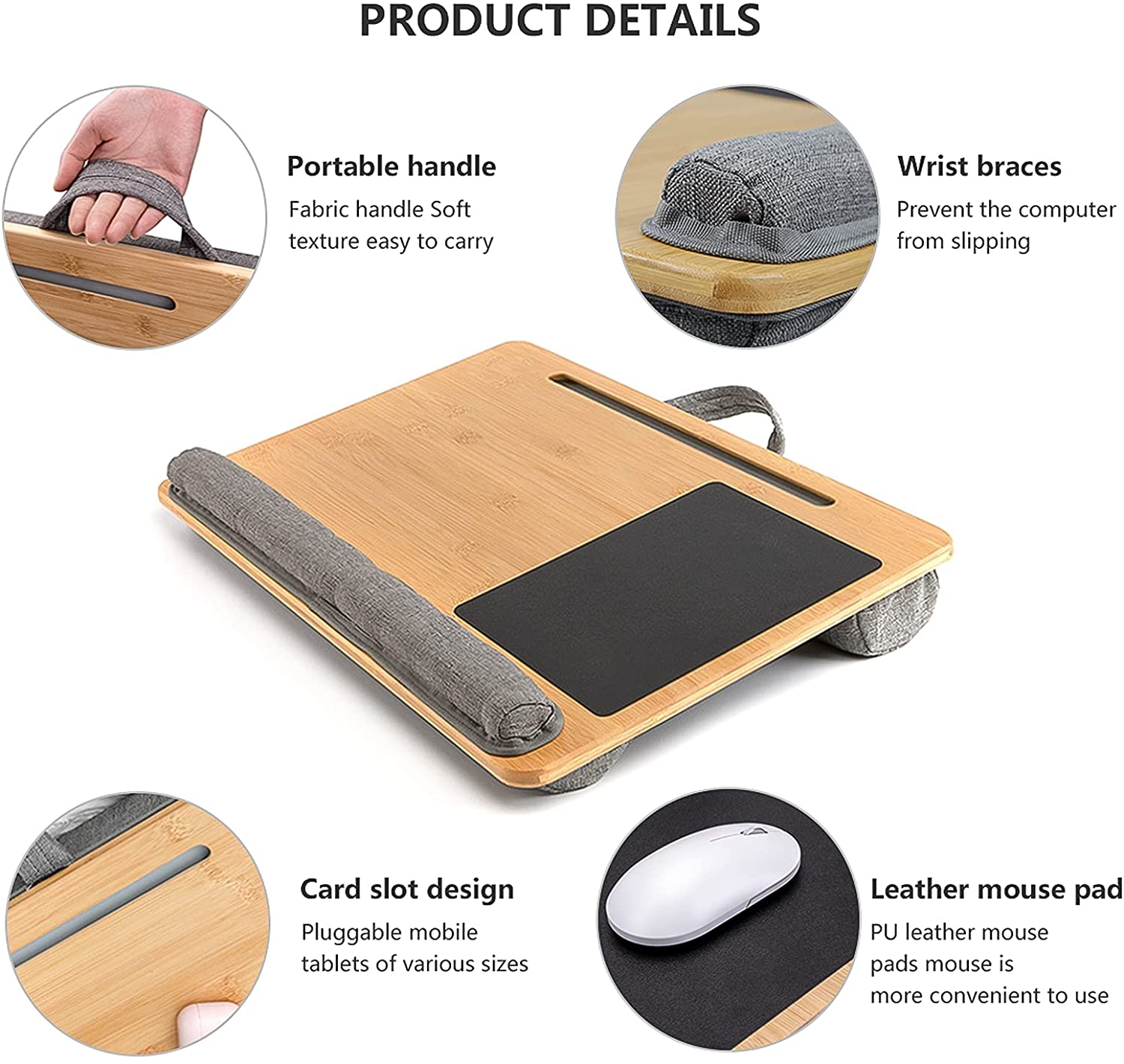 17" Bamboo Wood Laptop Desk