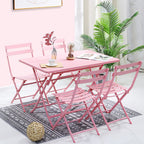 Qingjia Folding Macarone Balcony Cafe Milk Tea Shop 5-piece Tea Table Simple Leisure Iron Tables And Chairs