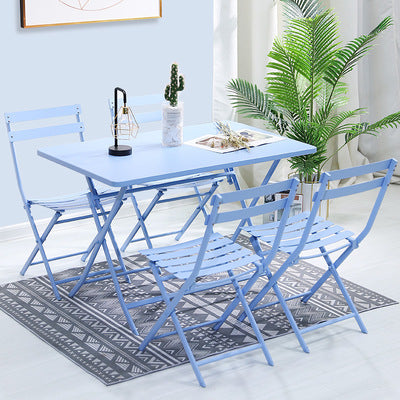 Qingjia Folding Macarone Balcony Cafe Milk Tea Shop 5-piece Tea Table Simple Leisure Iron Tables And Chairs