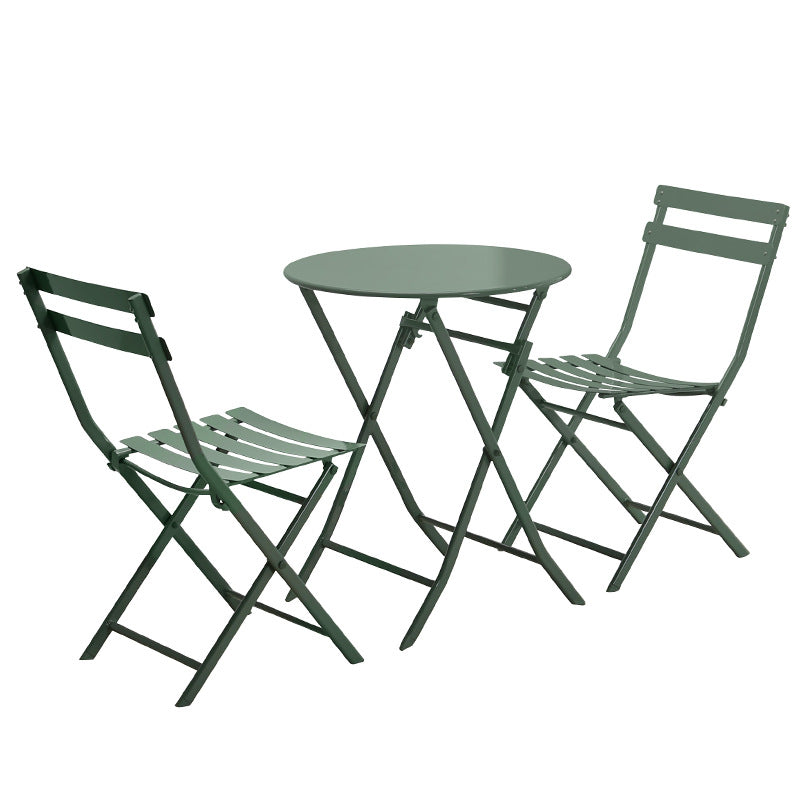 Minimlist Outdoor Folding Iron Chairs and Table Set