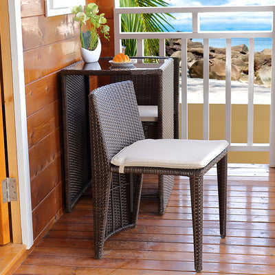 Outdoor Nordic Simple Balcony Outdoor Tables Chairs And Rattan Chairs Three Piece Set Of Environmental Protection PE Rattan Combination Tables And Chairs Save More Space
