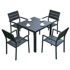 Outdoor Plastic Wood Table And Chair Combination Outdoor Leisure Cafe Table And Chair Courtyard Garden Balcony Plastic Wood Aluminum Table And Chair