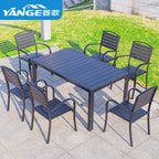 Outdoor Plastic Wood Table And Chair Combination Outdoor Leisure Cafe Table And Chair Courtyard Garden Balcony Plastic Wood Aluminum Table And Chair