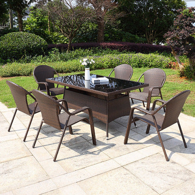 Outdoor Rattan Chair Courtyard Balcony Rattan Table And Chair Iron Rattan Table And Chair Combination Leisure Rattan Furniture