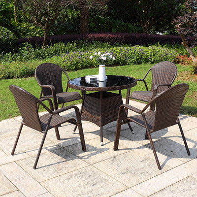 Outdoor Rattan Chair Courtyard Balcony Rattan Table And Chair Iron Rattan Table And Chair Combination Leisure Rattan Furniture