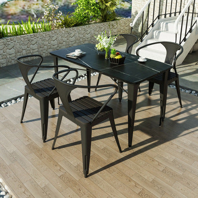 Nordic Rock Board Outdoor Table And Chair Combination Open-air Courtyard Negotiation Table And Chair One Table And Four Chairs Outside The Coffee Shop